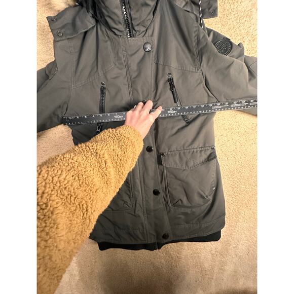 Noize Gray Ella Parka Winter Faux Fur Detachable Hood Jacket Women Sz L Ski Snow - Picture 10 of 16